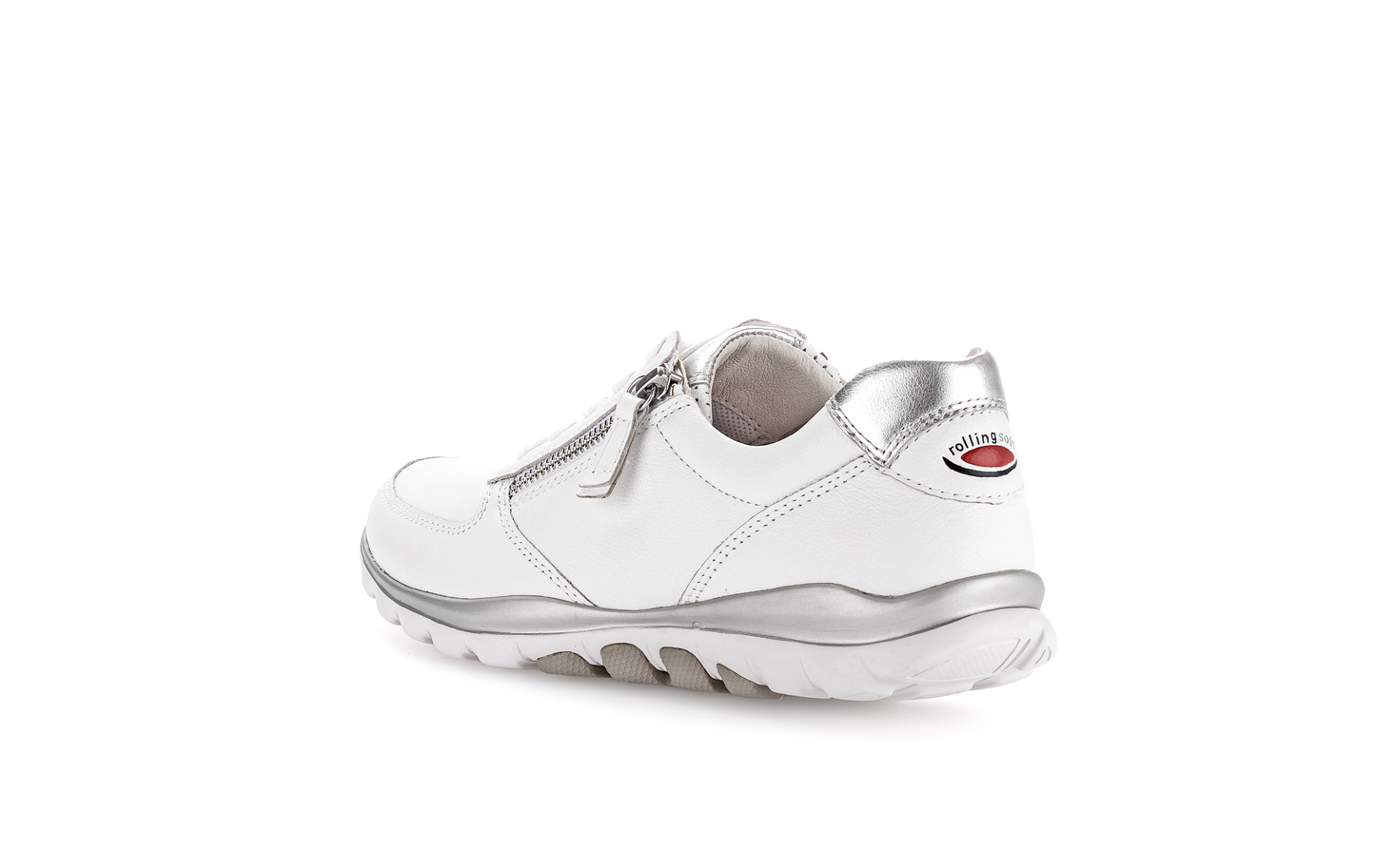 Gabor 86.968.51 Rollingsoft Sensitive White & Silver Sneakers with Zip