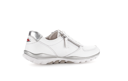 Gabor 86.968.51 Rollingsoft Sensitive White & Silver Sneakers with Zip