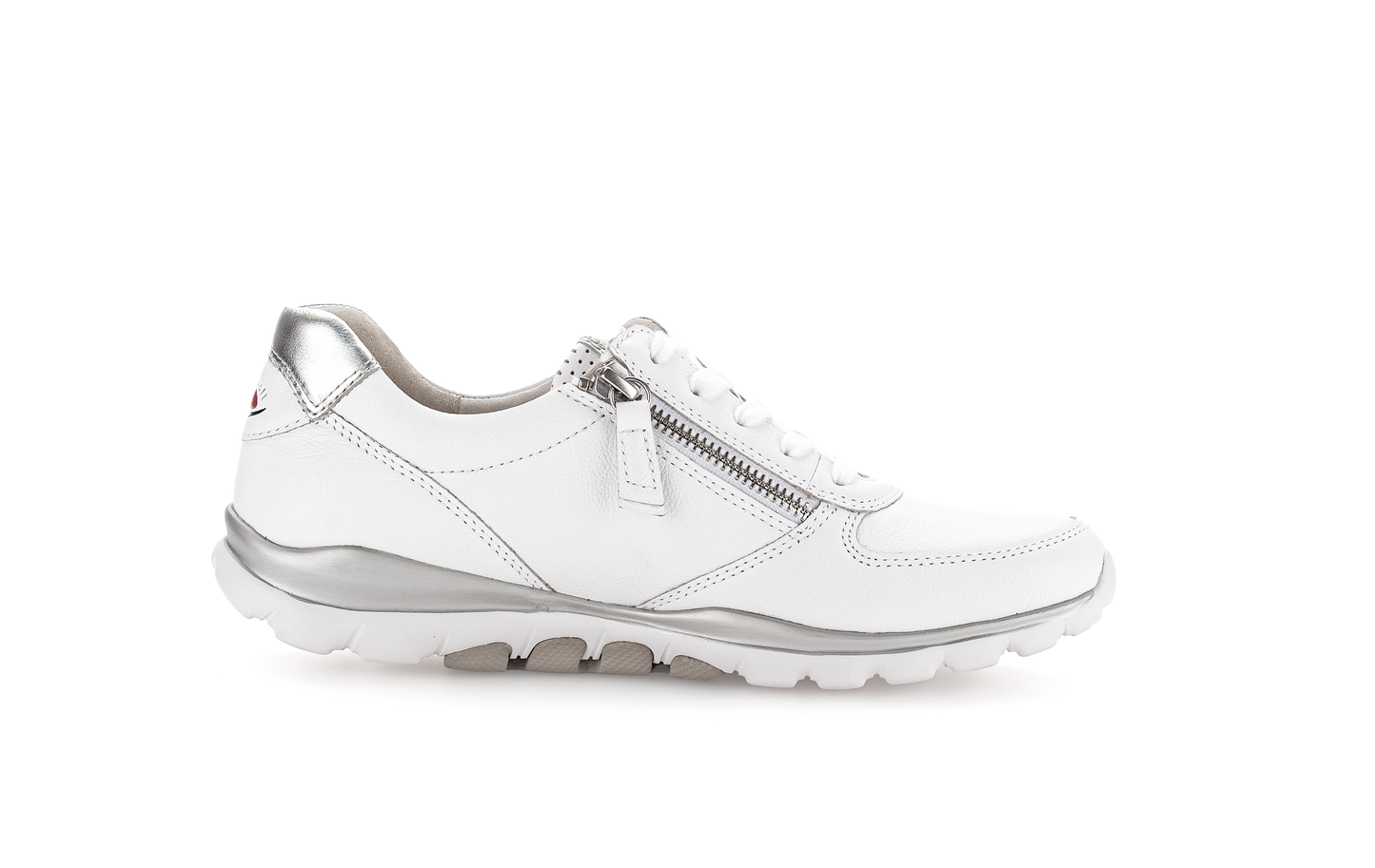 Gabor 86.968.51 Rollingsoft Sensitive White & Silver Sneakers with Zip