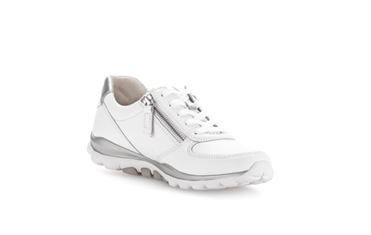 Gabor 86.968.51 Rollingsoft Sensitive White & Silver Sneakers with Zip