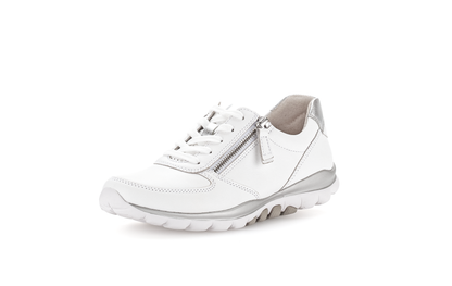 Gabor 86.968.51 Rollingsoft Sensitive White & Silver Sneakers with Zip