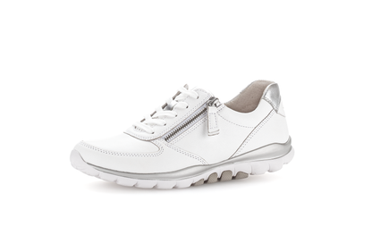 Gabor 86.968.51 Rollingsoft Sensitive White & Silver Sneakers with Zip