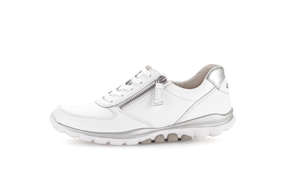 Gabor 86.968.51 Rollingsoft Sensitive White & Silver Sneakers with Zip