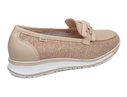 Callaghan 87109 Pink Nude Slip On Moccasins with Chain