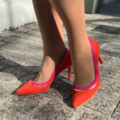 Emis Z8213/F802 Orange/Fuchsia Heels