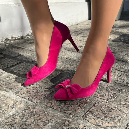 Emis Z8363/F802 Fuchsia 623 Suede Heels with Bow