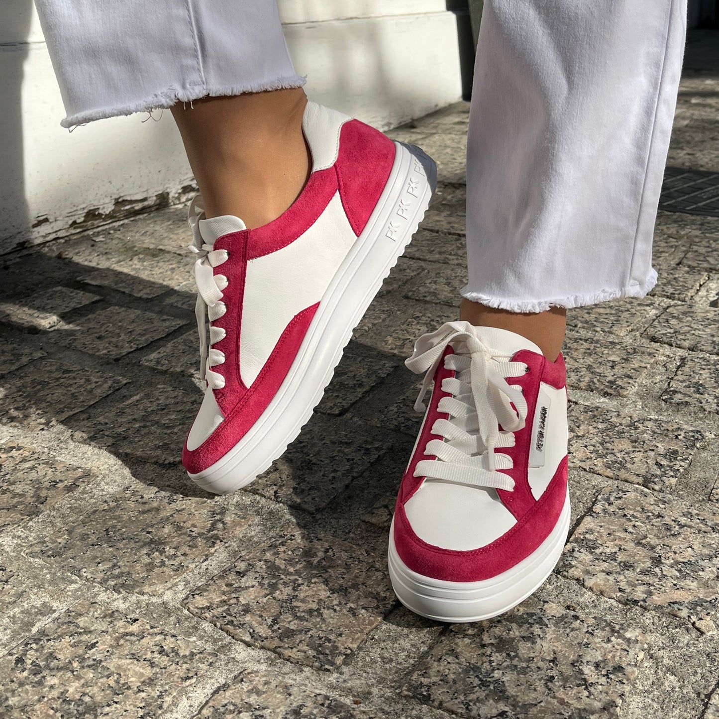Peter Kaiser 9-73742-44-192 White & Pink Lace Trainers