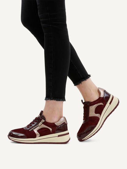 Caprice 9-23300-44 551 Bordeaux Combi H Fit Sneakers with Zip
