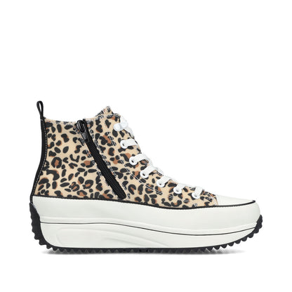 Rieker 90010-91 Leopard Print High Top Trainers