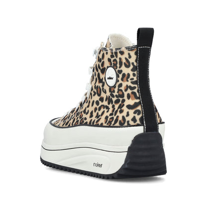 Rieker 90010-91 Leopard Print High Top Trainers