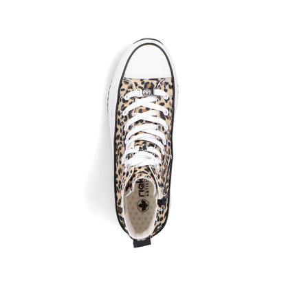 Rieker 90010-91 Leopard Print High Top Trainers