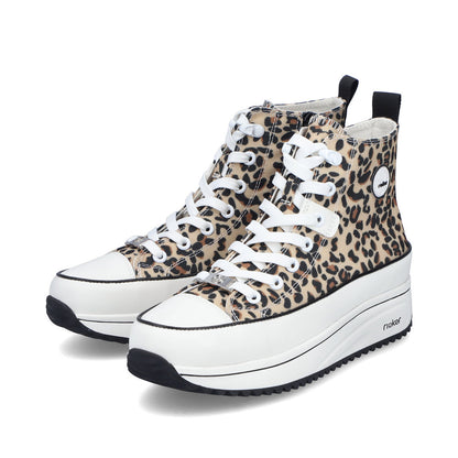 Rieker 90010-91 Leopard Print High Top Trainers