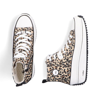 Rieker 90010-91 Leopard Print High Top Trainers