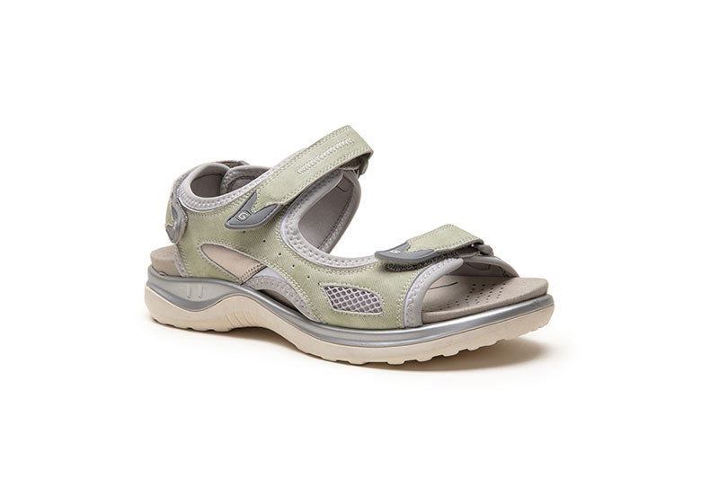 G Comfort 9051-3LG Light Green & Silver Velcro Sandals