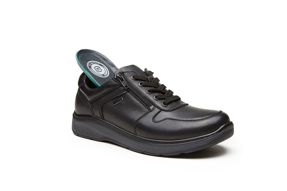 G Comfort 919-2 SN Black Softnappa Lace & Zip Shoes
