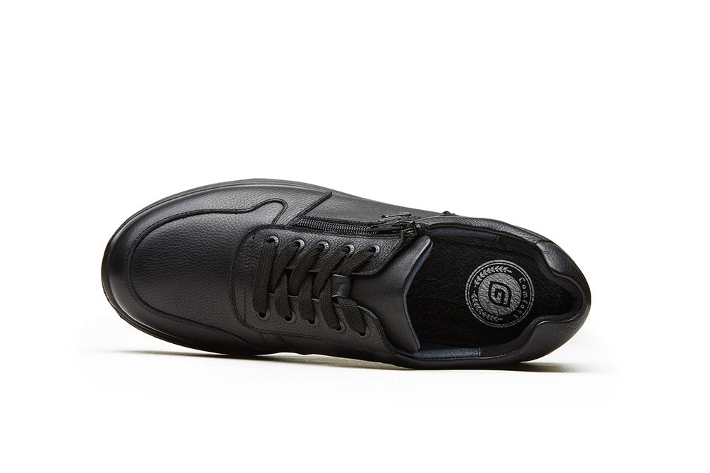 G Comfort 919-2 SN Black Softnappa Lace & Zip Shoes