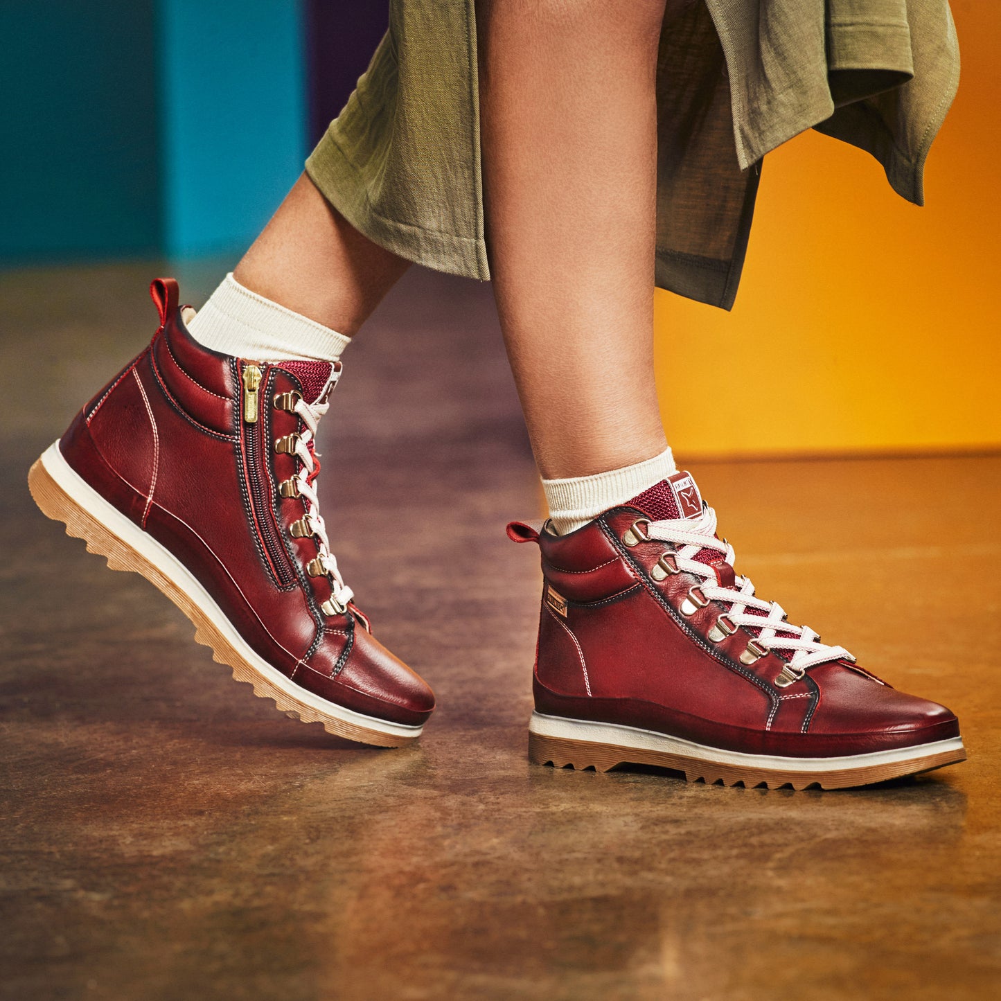 Pikolinos Vigo W3W-8564 Arcilla Burgundy Lace Ankle Boots