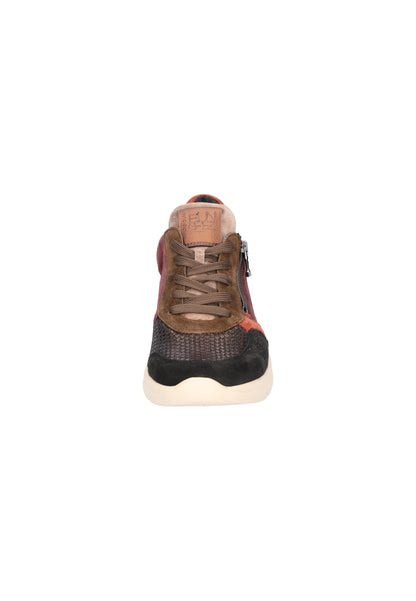Waldlaufer 927H02 700 336 H Fit Carla Wine, Brown, Rust Suede Lace & Zip Sneakers