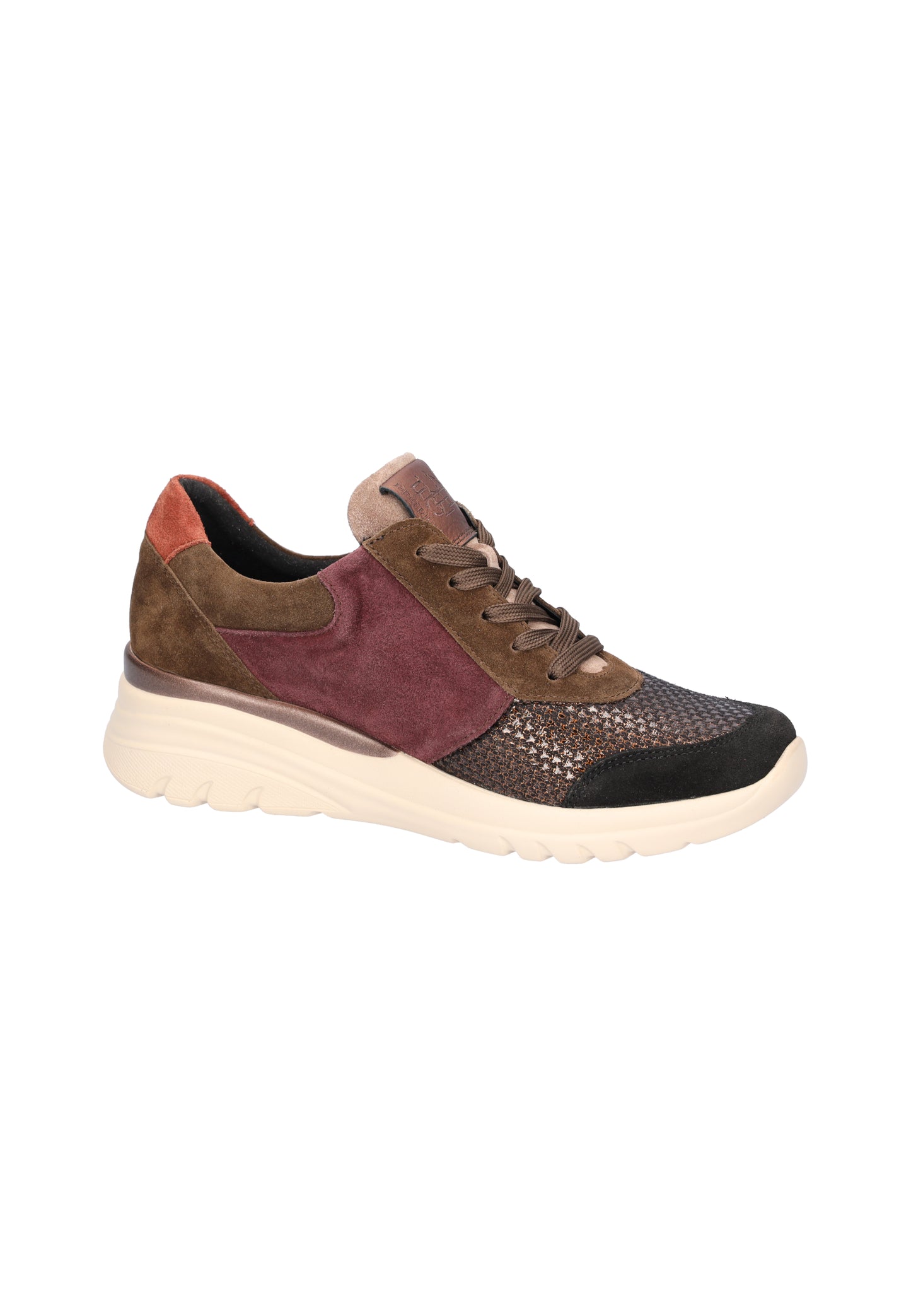 Waldlaufer 927H02 700 336 H Fit Carla Wine, Brown, Rust Suede Lace & Zip Sneakers