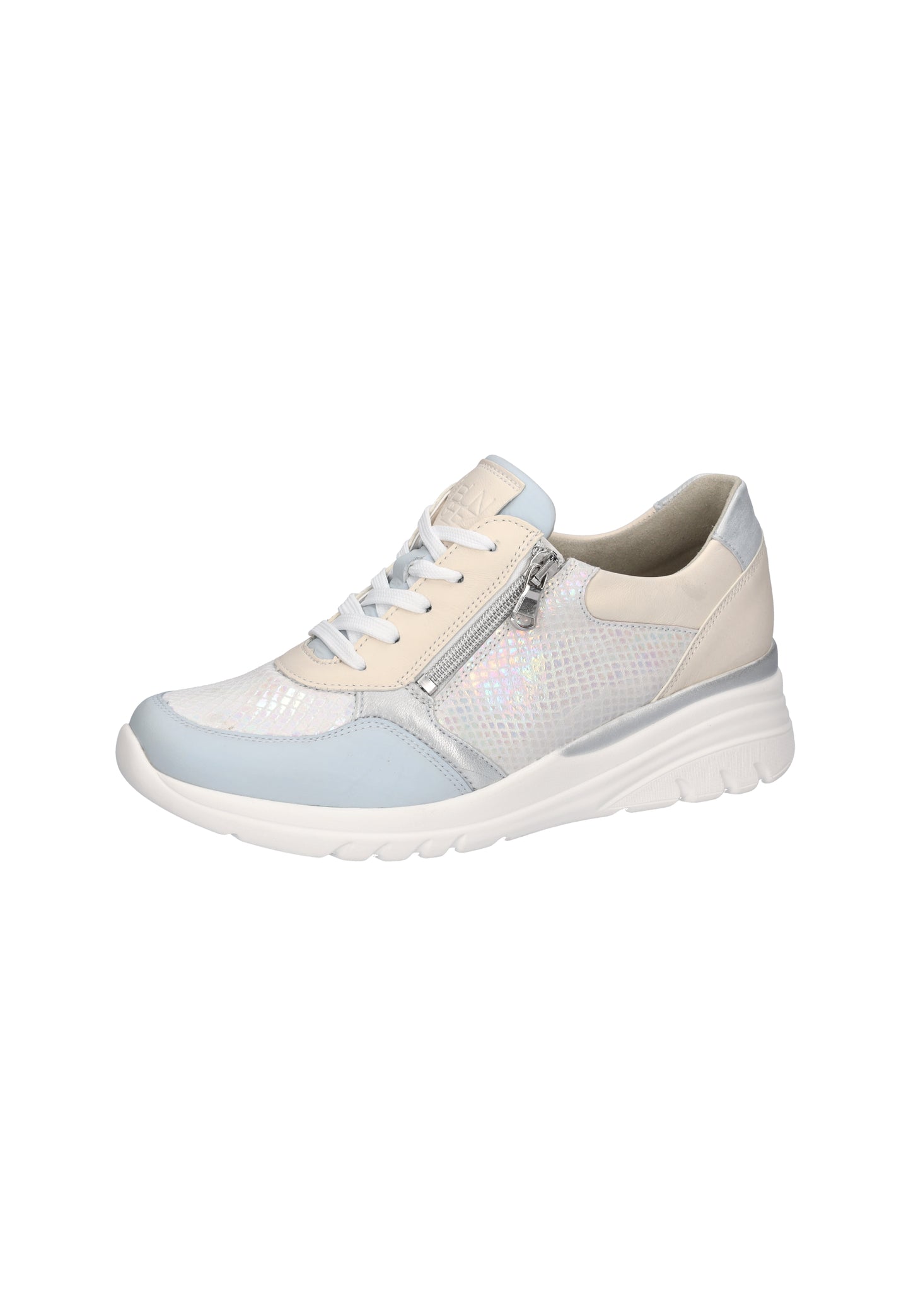 Waldlaufer 927H02 703 267 H Carla H Fit Blue, Silver & Pearl Combi Sneaker with Zip