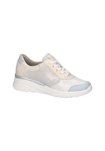 Waldlaufer 927H02 703 267 H Carla H Fit Blue, Silver & Pearl Combi Sneaker with Zip