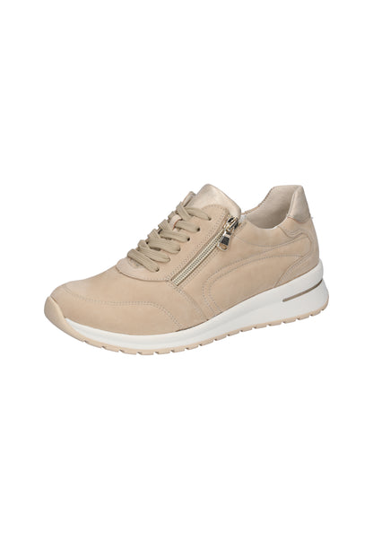 Waldlaufer 928002 201 095 H Inessa H Fit Beige Nubuck & Light Gold Trainers with Zip