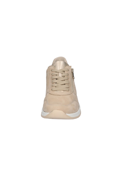 Waldlaufer 928002 201 095 H Inessa H Fit Beige Nubuck & Light Gold Trainers with Zip