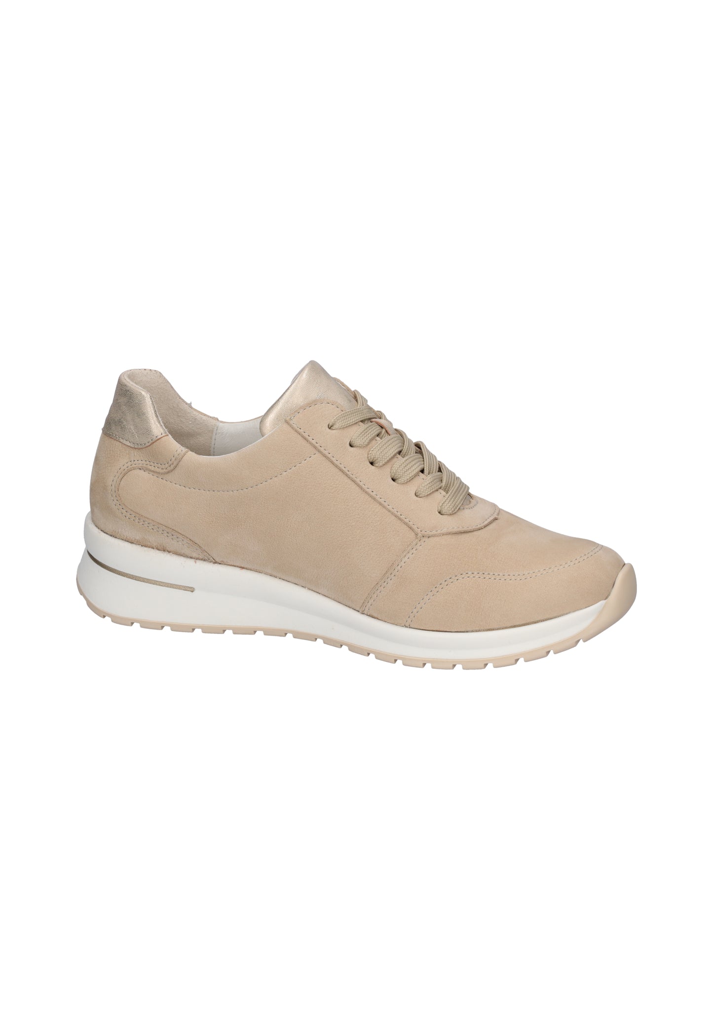 Waldlaufer 928002 201 095 H Inessa H Fit Beige Nubuck & Light Gold Trainers with Zip