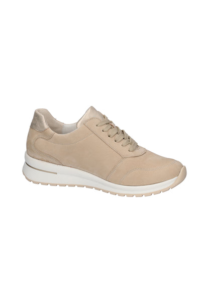 Waldlaufer 928002 201 095 H Inessa H Fit Beige Nubuck & Light Gold Trainers with Zip