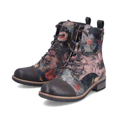 Rieker TEX 94611-91 Multi Flower Lace Ankle Boots