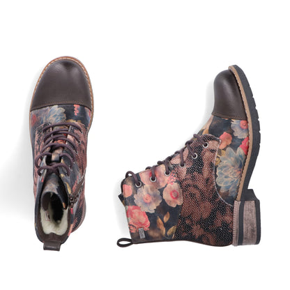Rieker TEX 94611-91 Multi Flower Lace Ankle Boots