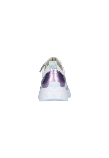 Waldlaufer 993H01 500 299 H Fit White Purple & Green Combi Sneakers with Zip & Lace