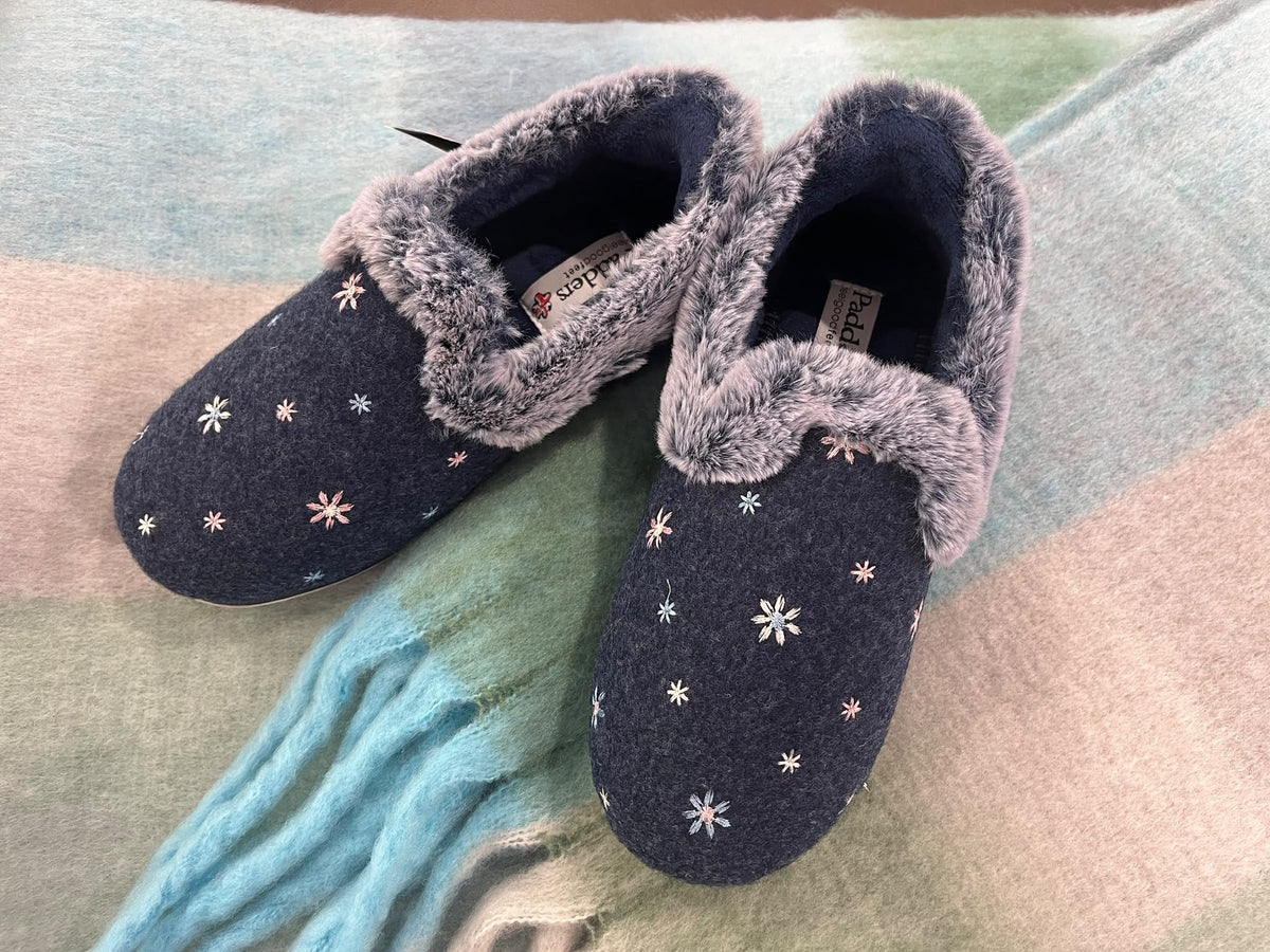 Padders 303/67 Step In - Meg Navy Floral Slippers