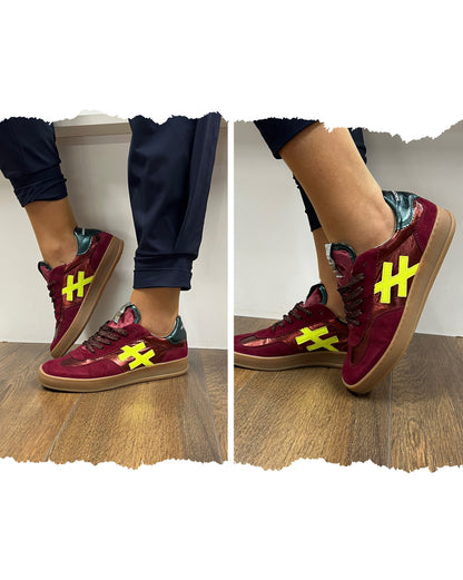 Another Trend A03280B2 Ante+Metal Frambuesa Raspberry Wine Neon Green Trainers