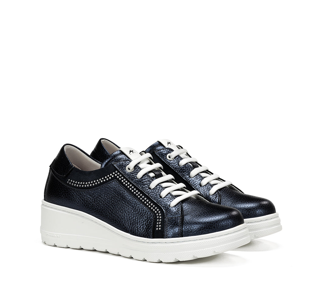 Fluchos F1997 Navy Lace Shoes with White Sole & Side Studs
