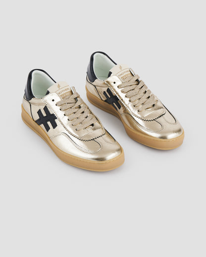 Another Trend A032M343 Gold Trainers with Black Back