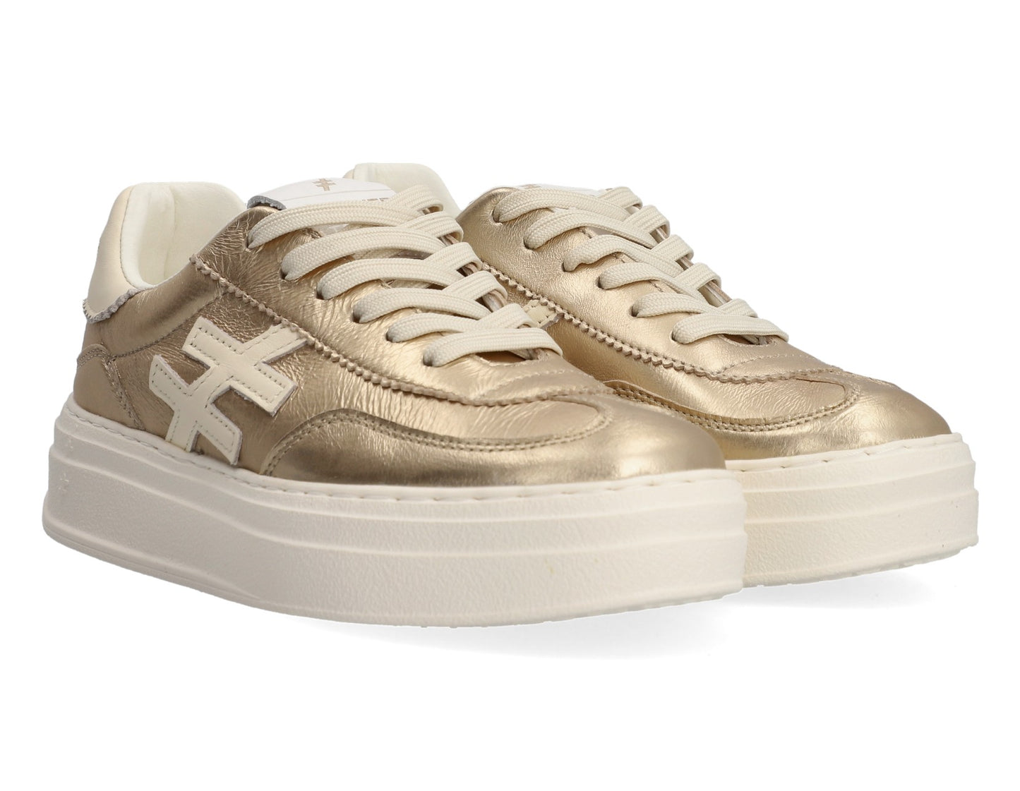 Another Trend A0352643 Platino Gold & Cream Trim Thick Sole Trainers