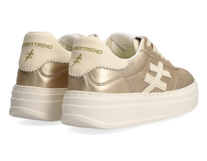 Another Trend A0352643 Platino Gold & Cream Trim Thick Sole Trainers