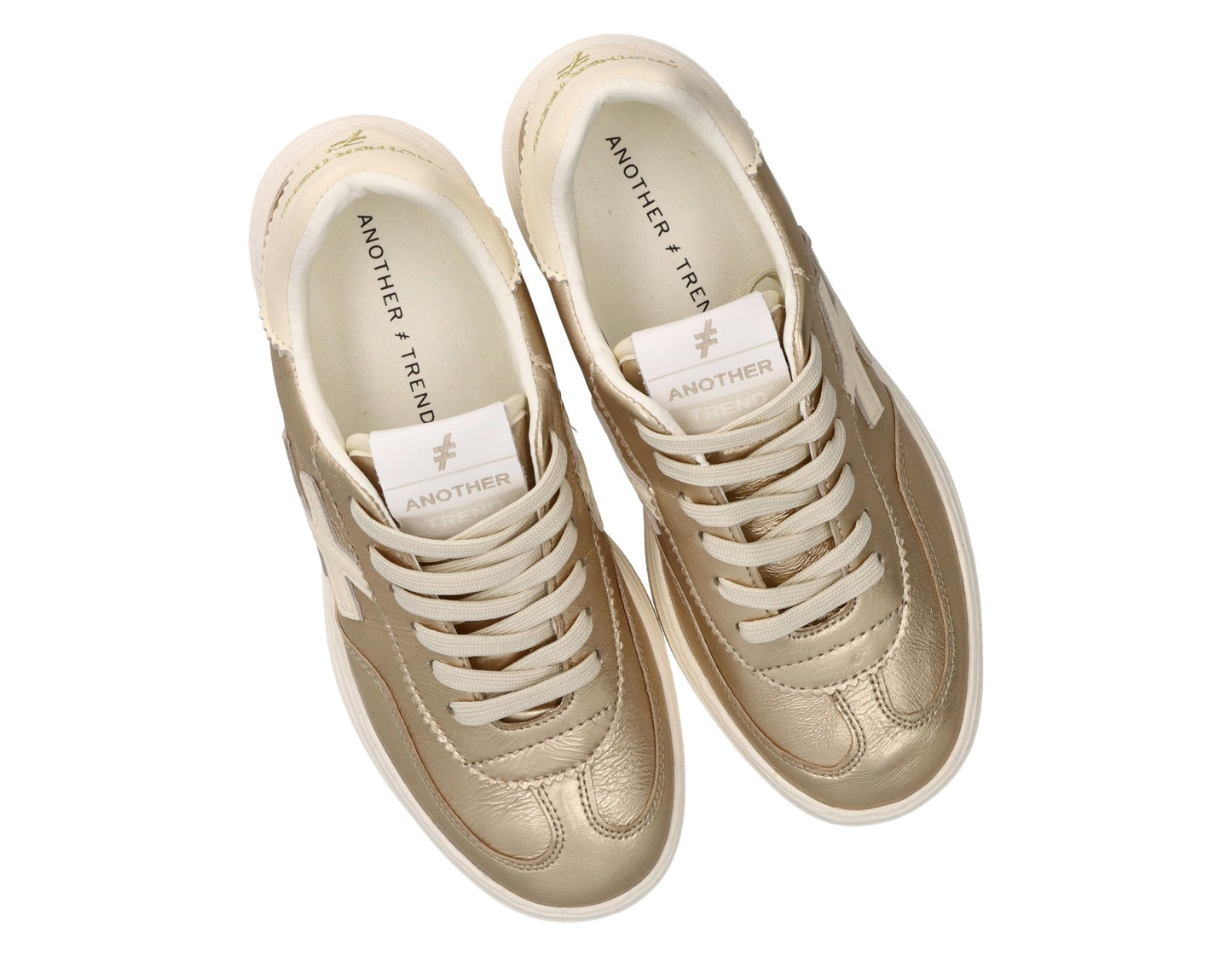 Another Trend A0352643 Platino Gold & Cream Trim Thick Sole Trainers