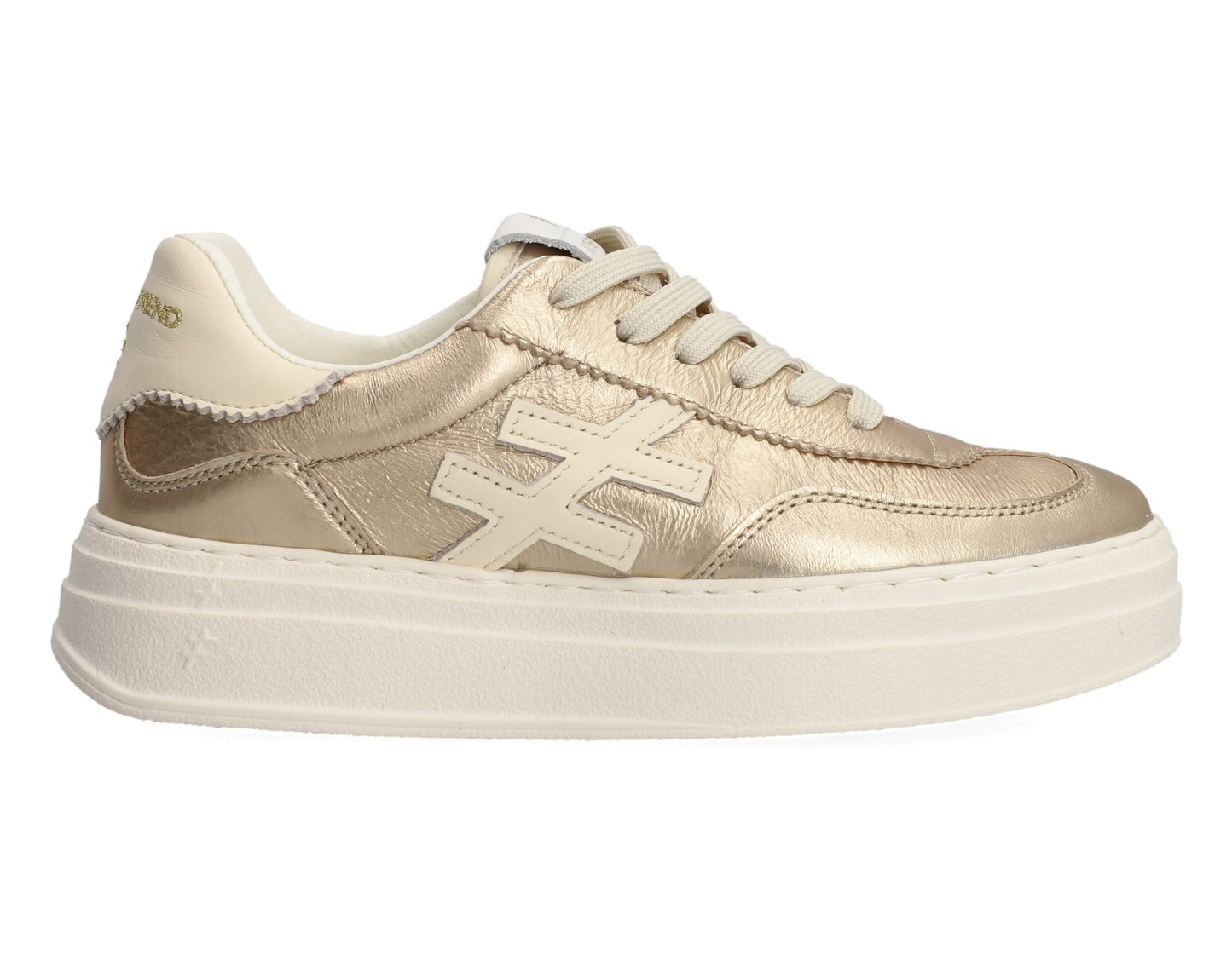 Another Trend A0352643 Platino Gold & Cream Trim Thick Sole Trainers