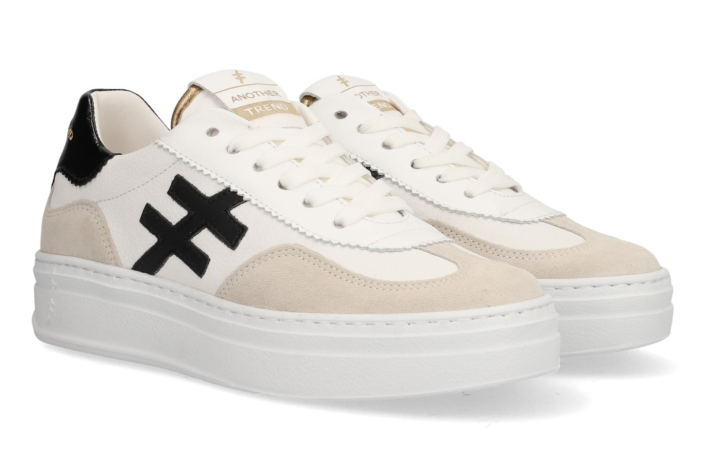 Another Trend A0353100 White, Black & Grey Thick Sole Trainers