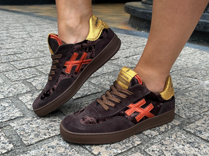 Another Trend A0328103 Ante+Terciopelo Brown, Orange & Gold Trainers