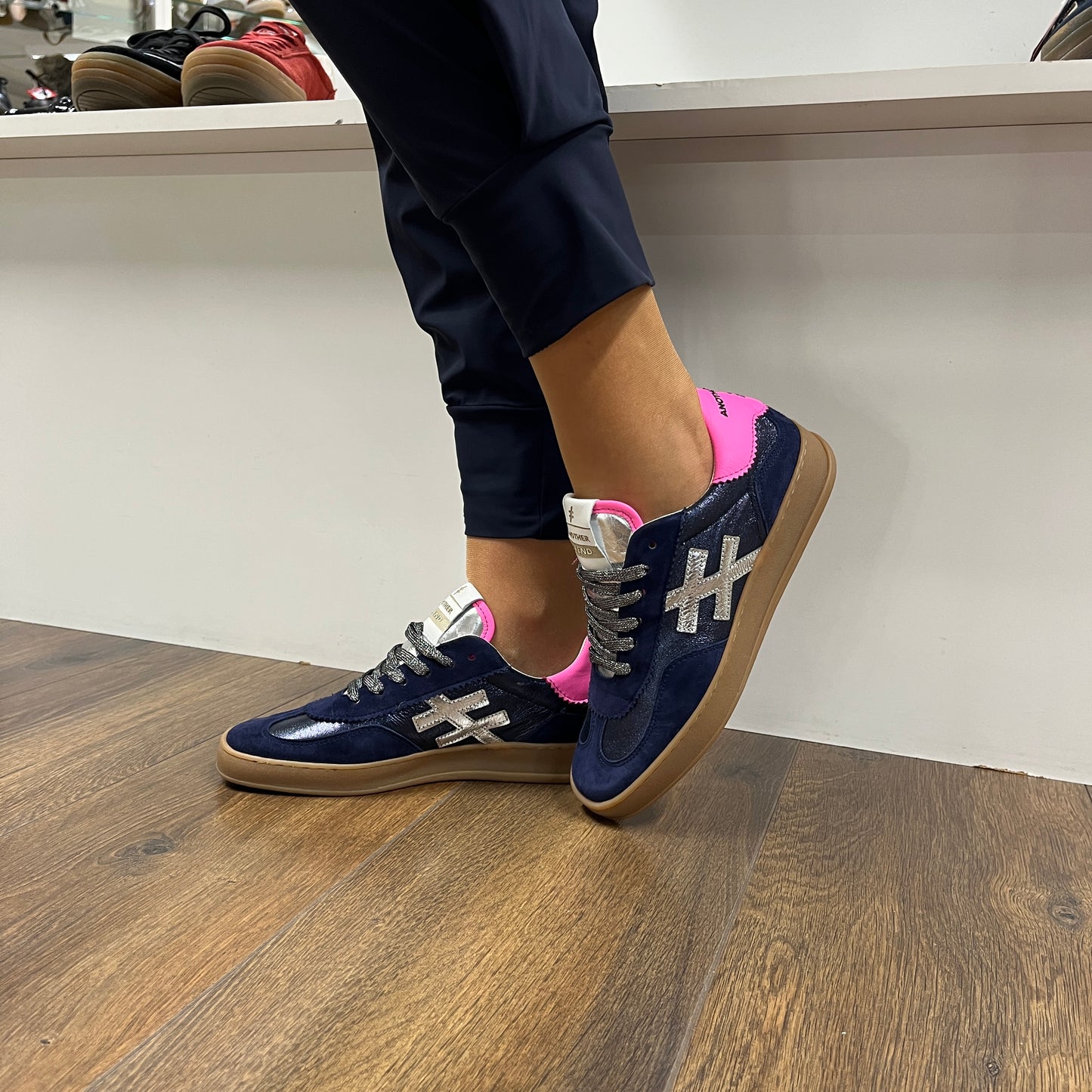 Another Trend A03280D2 Ante+Metal Ocean Navy Silver Pink Trainers