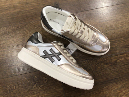 Another Trend A03561E5 Metal Silver & Gold Mix Thick Sole Trainers