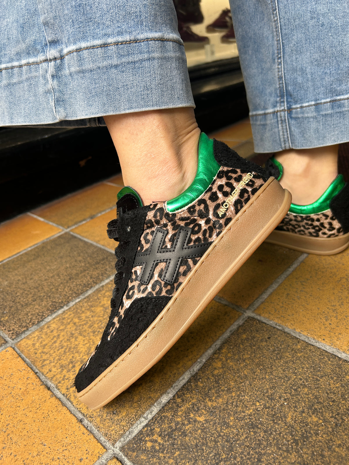 Another Trend A0348870 Jungla+ Pony Leopard Black & Taupe Trainers