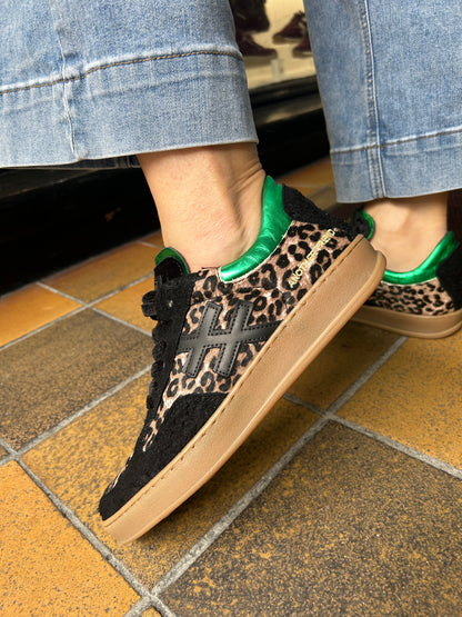 Another Trend A0348870 Jungla+ Pony Leopard Black & Taupe Trainers