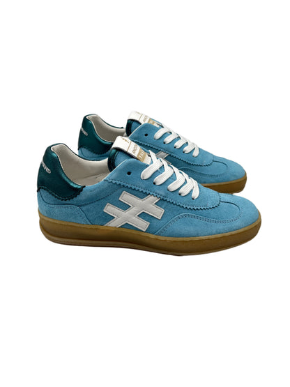 Another Trend A032M367 Light Blue Trainers with White Logo & Teal Heel