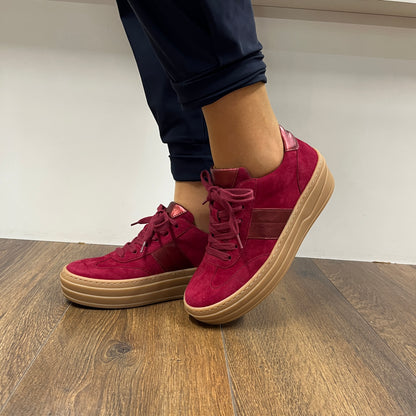 Gabor 73.350.15 Merlot Red Trainers with Platform Sole