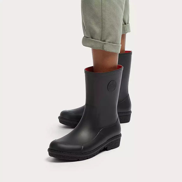 Fitflop AH6-090-065 Wonderwelly Short All Black Rubber Wellington Boots