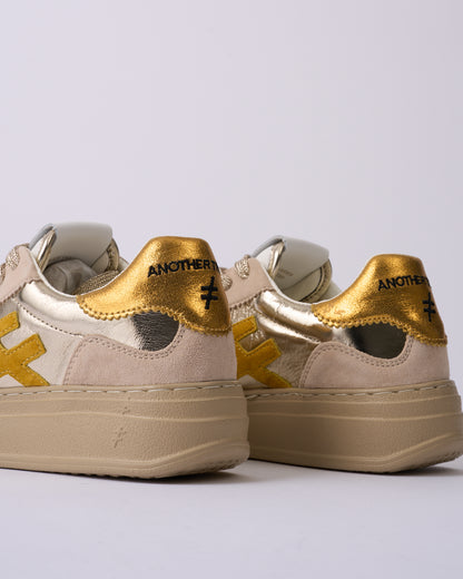 Another Trend A0357879 Lino & Platino Beige, Gold & Mustard Thick Sole Trainers